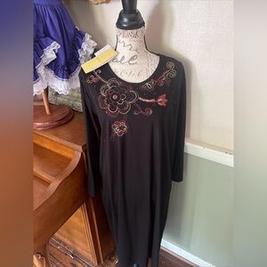Indigo Moon QVC Style Black Embroidered Dress NWT XL